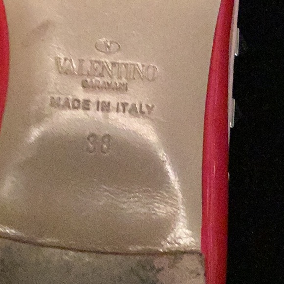 Valentino Garavani Red and Tan Studded Flats - Picture 6 of 7